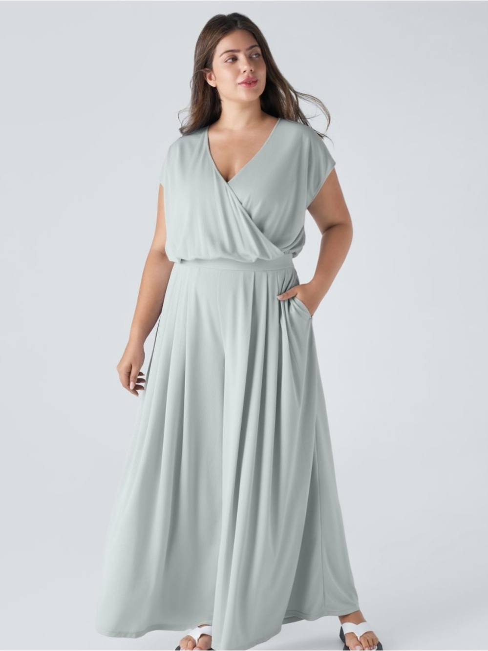 HALARA Light Sage Wide Flowy Leg Jumpsuit